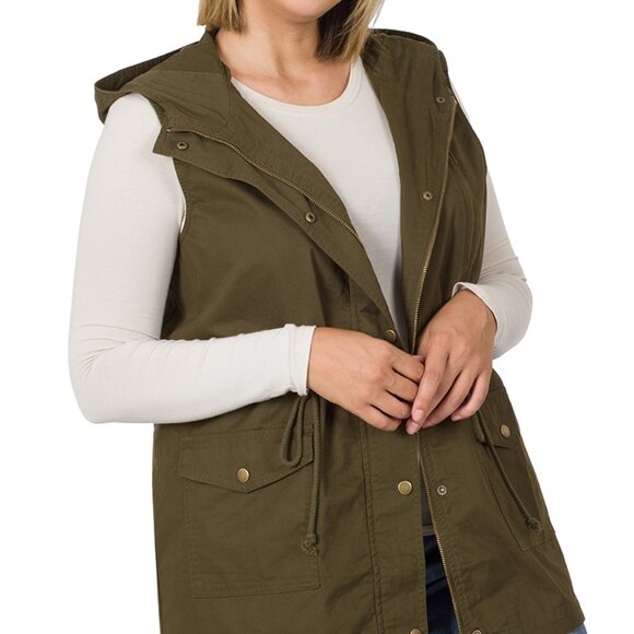 Zenana vest in dark olive - Picture 1 of 5